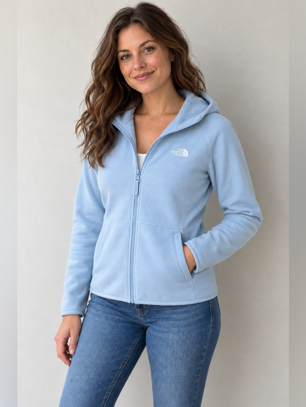 The North Face Women’s Light Blue Fleece Zip Hoodie - Medium